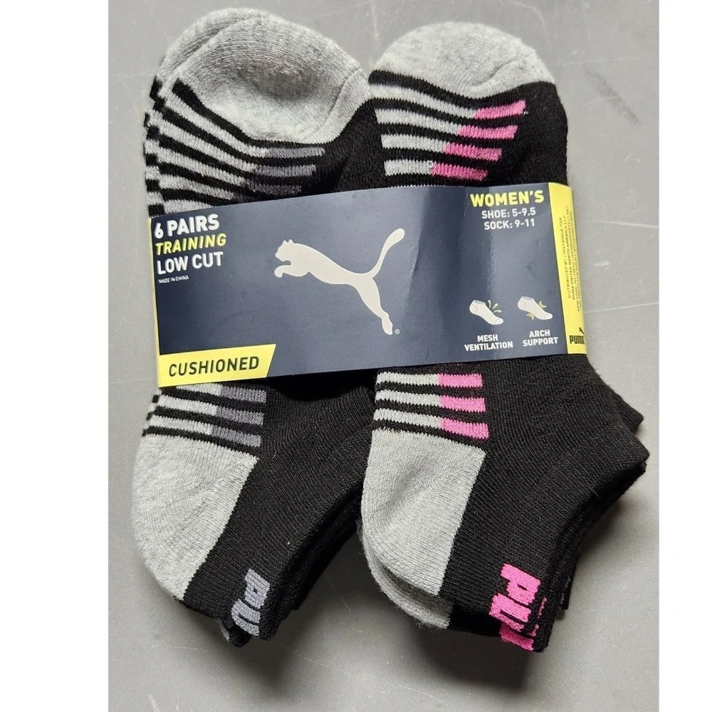 PUMA Low Cut Athletic Socks for Women, 6 Pairs, Sizes 5-9.5